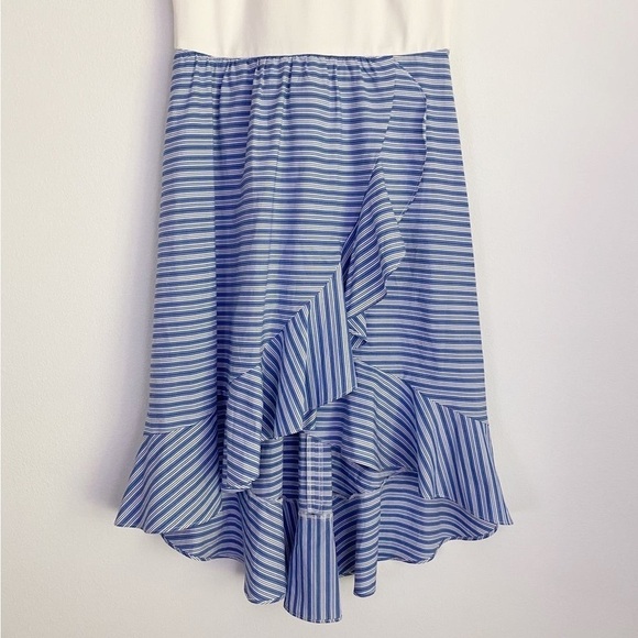 ⭐️Vince Camuto Tiered Blue Stripe,Layered Ruffle Hem,Sleeveless, EUC Size 2 - Picture 3 of 16